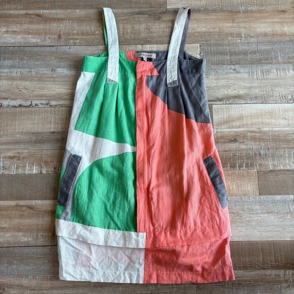 See by Chloé Linen Blend Dungaree Dress Size 2 - Picture 1 of 6